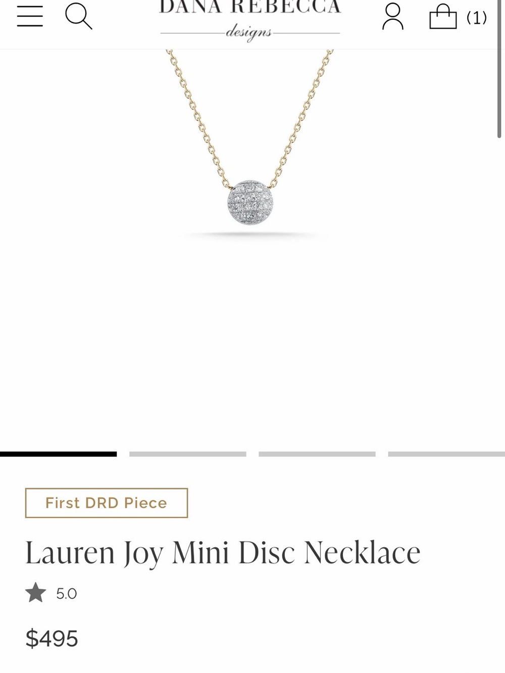 Lauren Joy Mini Disc Necklace - Gold with White Gold Disc